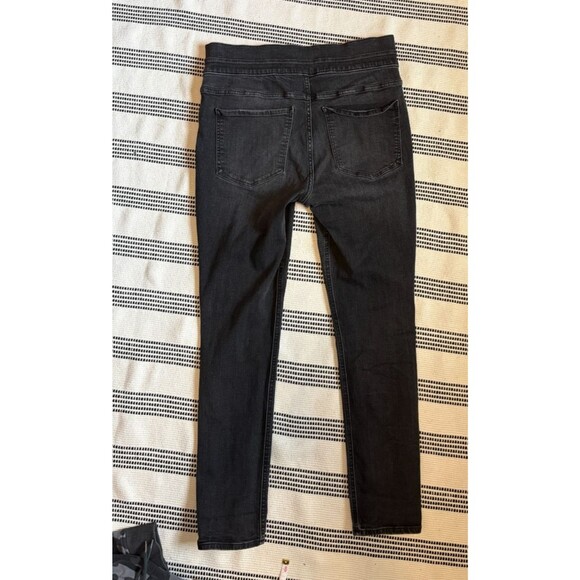 Express 14R Super High Waisted Denim Perfect Black Button Leggings - Picture 3 of 7